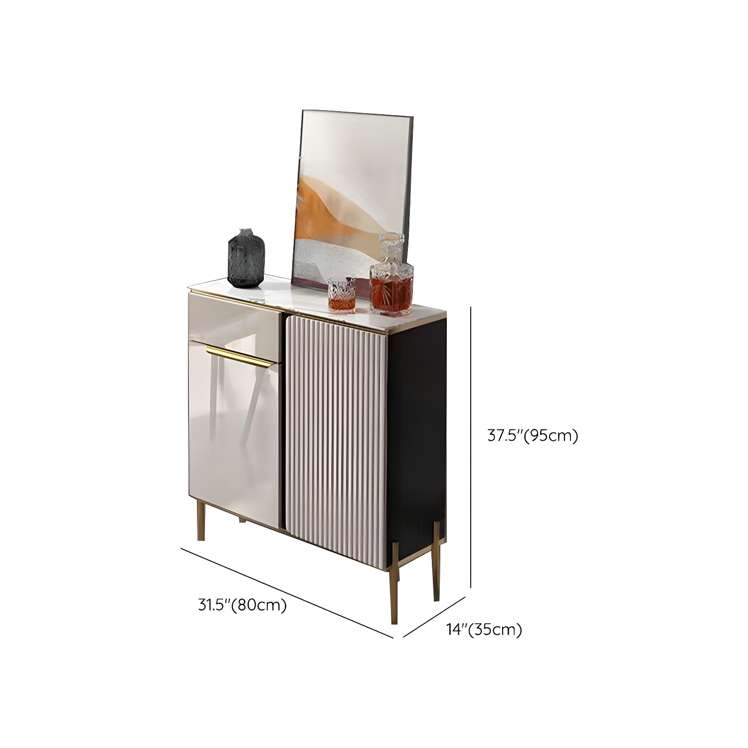 Modernism Sideboard 2 Drawers Server Cabinet with Storage for Dining Room - image 16
