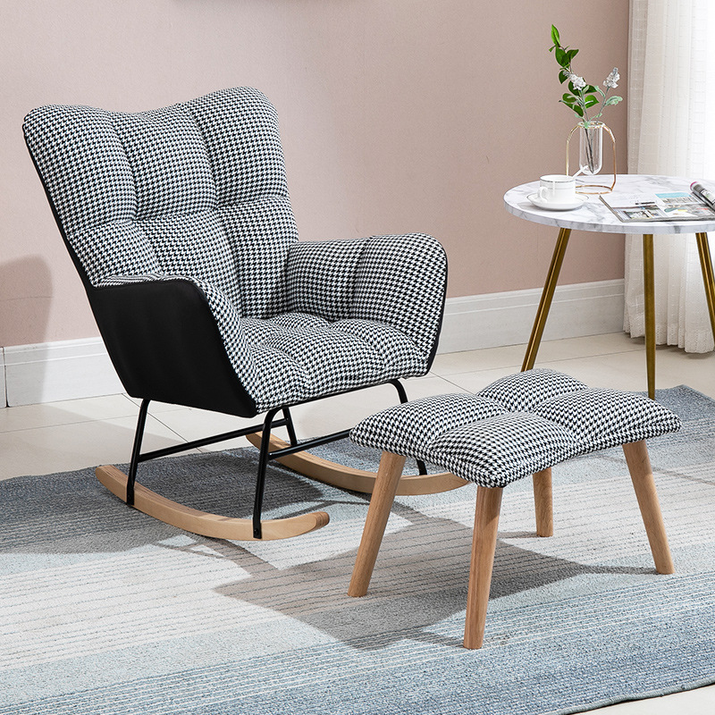 Contemporary Alloy Cushioned Living Room Rocking Chair 2 Piece Set with Footstool & Recessed Arm - image 19
