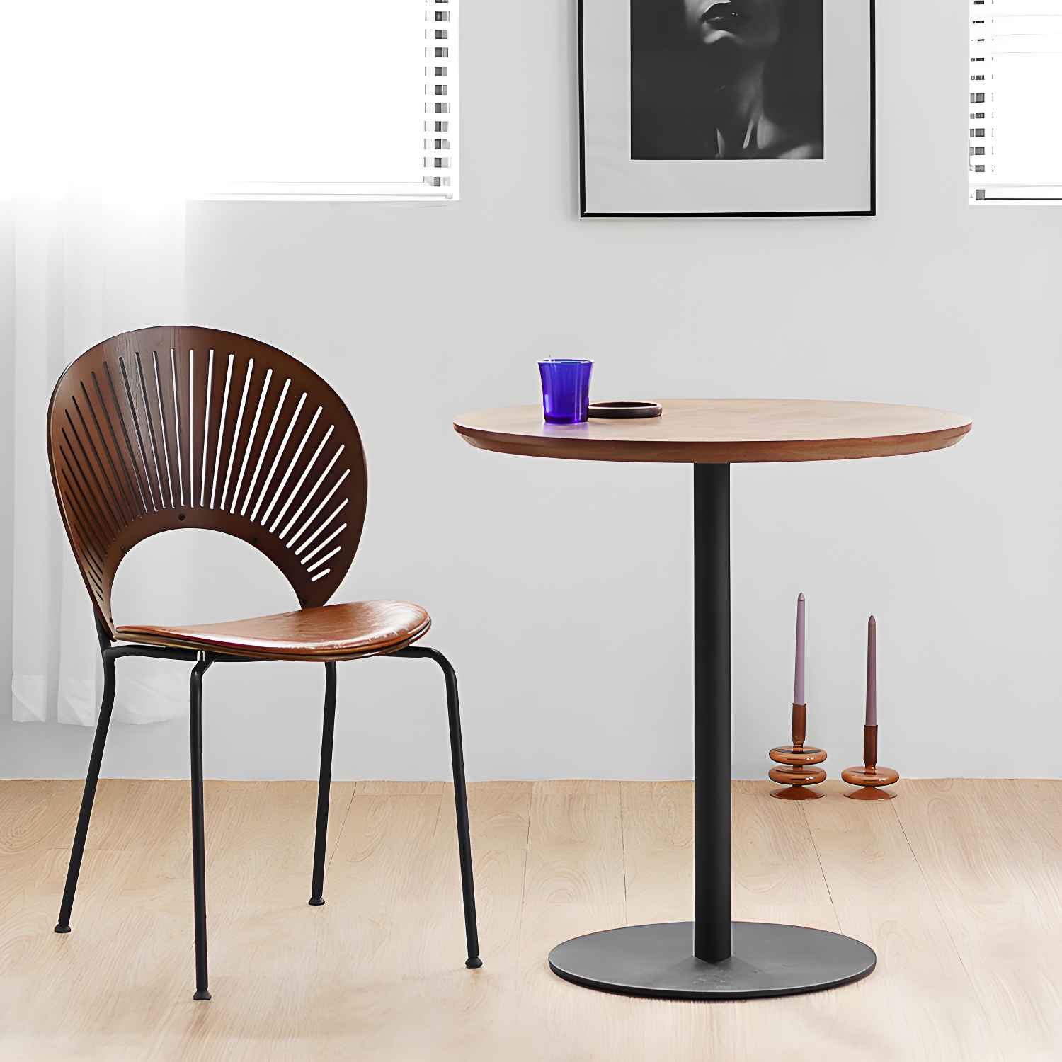 Round Tulip Base Casual Dining Table Four-Color Fixed Table with Solid Wood - image 17