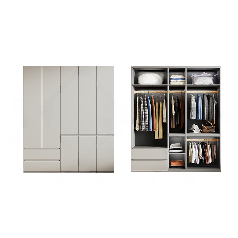 Cream Trendy Reclaimed Wood Wardrobe Armoire with Soft Close Drawer, Soft Close Door, Interior Shelves, and Clothing Rod - image 29