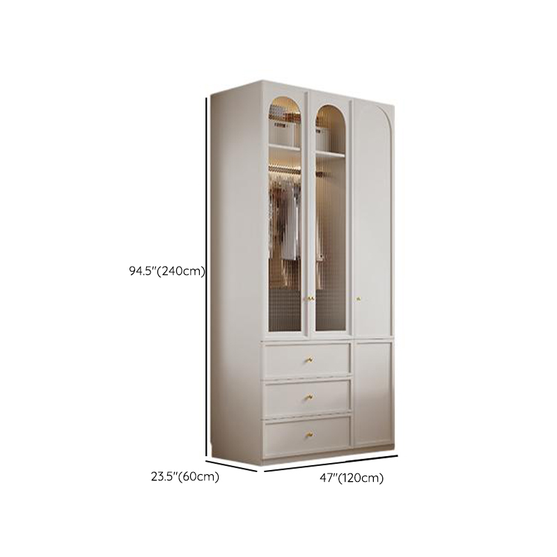 Minimalist Manufactured Wood Independent Almirah with 3-Drawer, Interior Shelves, and Clothing Rod - image 33