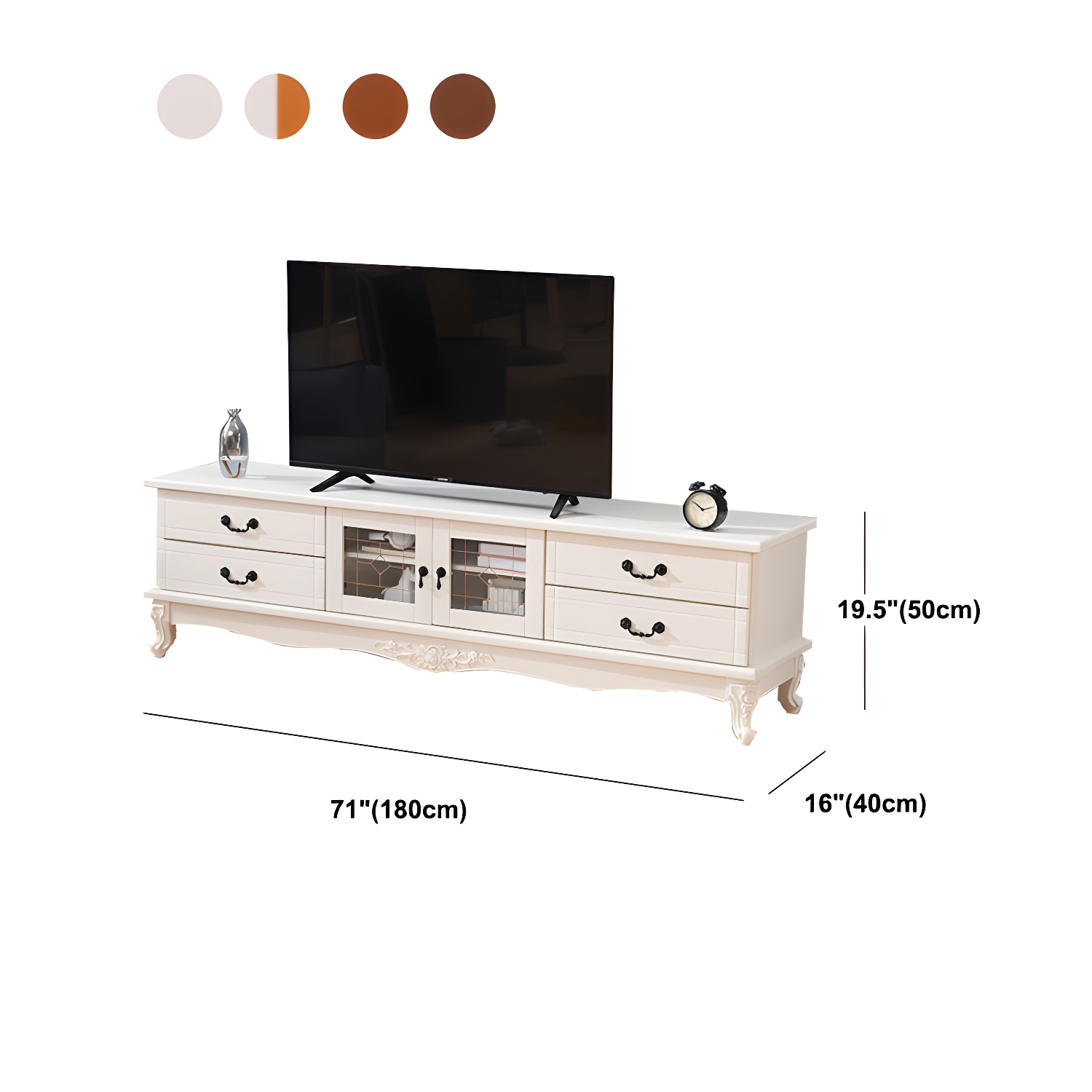 Traditional Solid Wood TV Cabinet Living Room Luxury TV Stand with Glass Doors - image 10