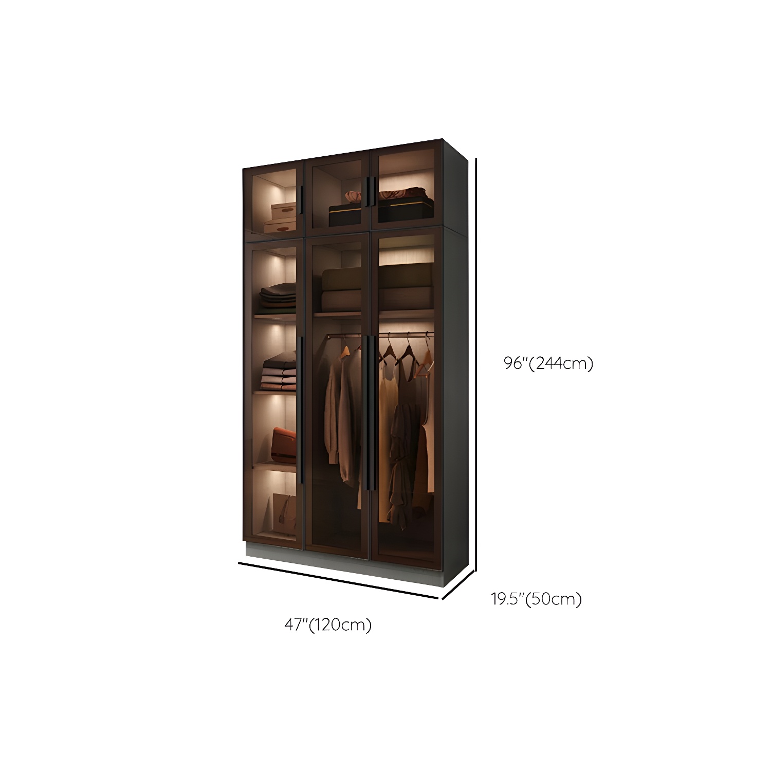 Modern Wardrobe Cabinet Glass and Engineered Wood Wardrobe Closet - image 16