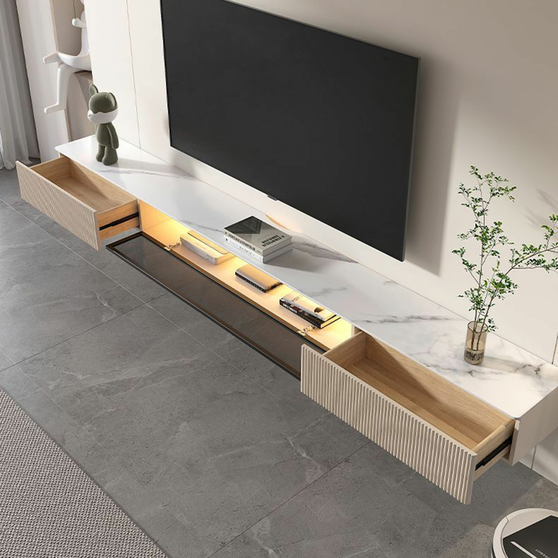 Modern Floating Stone TV Stand with 2 Drawers and 1 Cabinet - image 14
