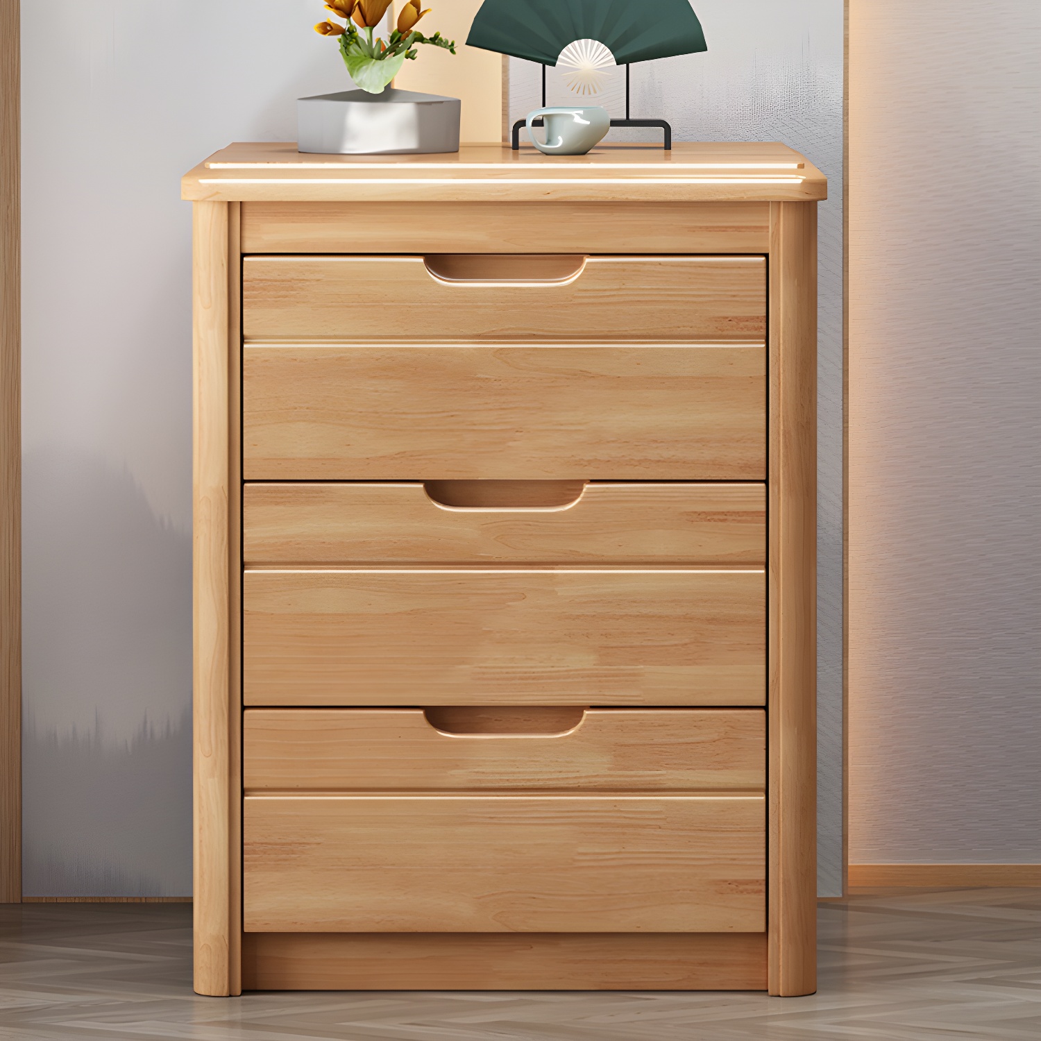 Traditional Wood Dresser with Drawers in Narrow Design and Rubberwood Material - image 12