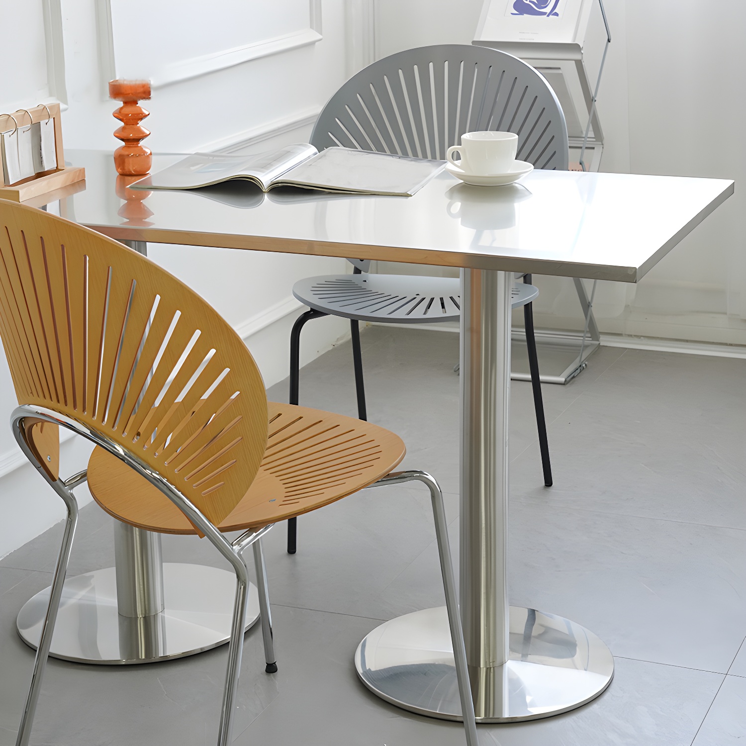 Industrial Style Dining Site Table Stainless Steel Dining Room Collection - image 4