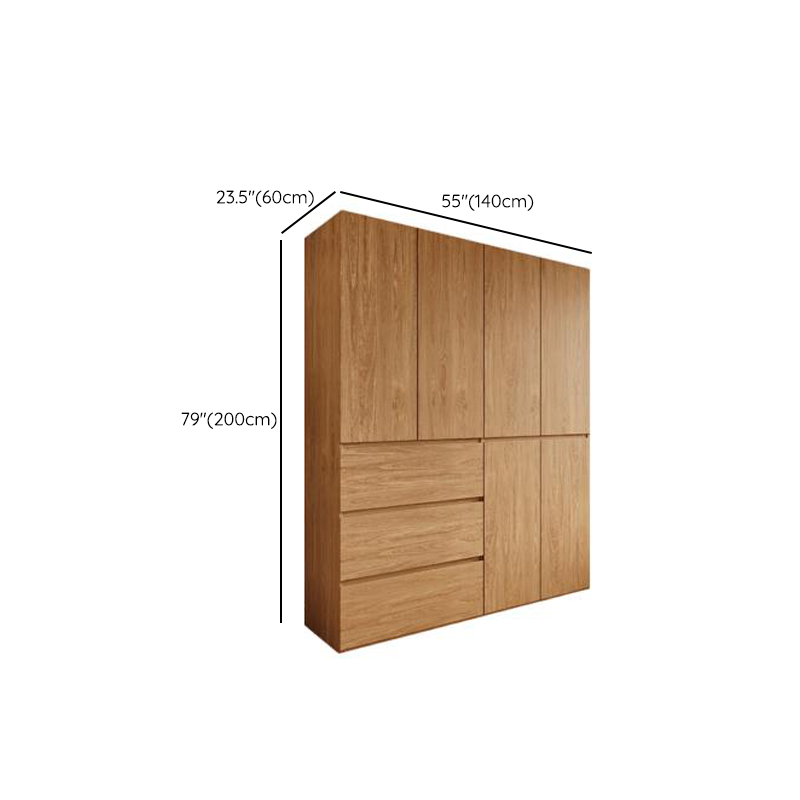 Wood Grain Minimalist Laminate Wardrobe Closet with Soft Close Drawer, Soft Close Door, Interior Shelves, and Clothing Rod - image 13