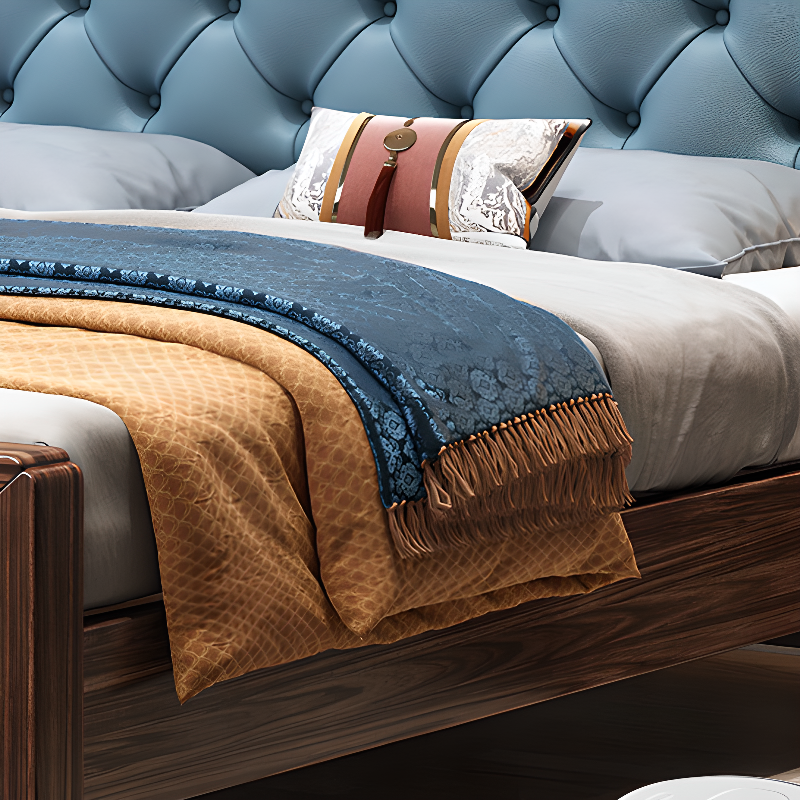 Lumber Solid Color Framed Storage Bed Frame/Pallet Bed Frame with Decorative-stitched Headboard for Living Room - image 4