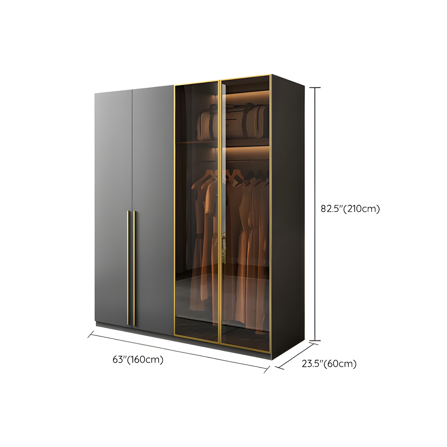Modern Black Wood Wardrobe Armoire with Soft-Close Drawers & Clothing Rod - image 14