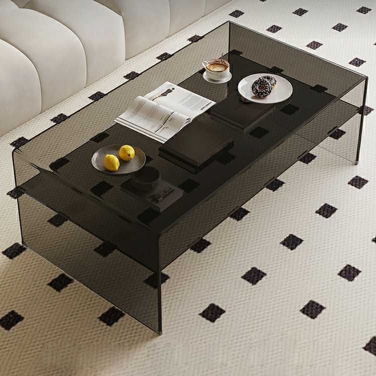 Rectangular Glass Modern Coffee Table with Transparent Top and Sleek Glass Base - image 6