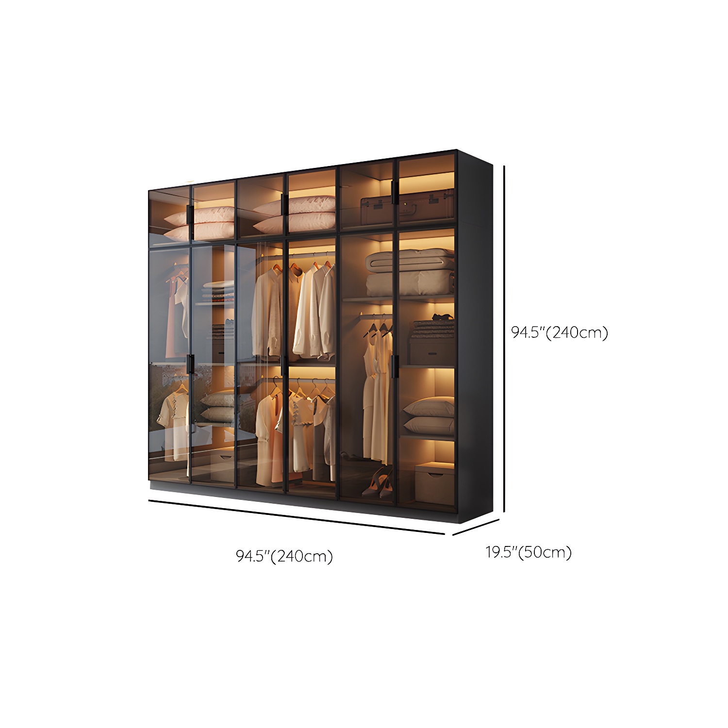 Freestanding Tempered Glass Wardrobe Modern Wardrobe with Garment Rod - image 20