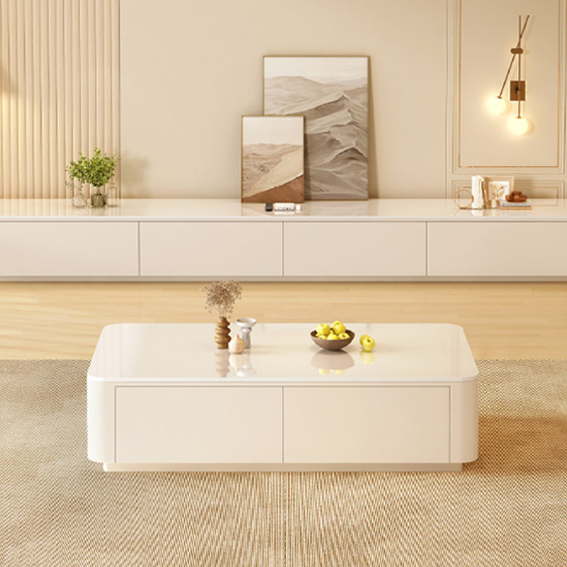 Contemporary Stone Parallelogram Accent Table with 4 Drawers/2 Drawers for Living Room - image 4