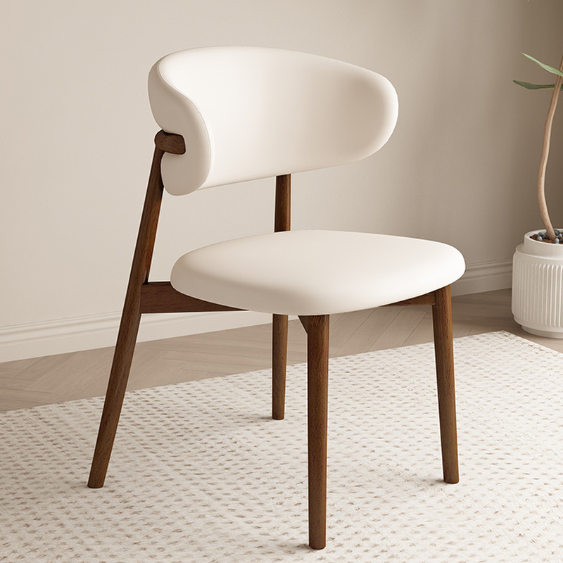 Art Deco Side Chair with Padded Upholstery, Midnight Black/Walnut/Wood Color Legs, Lumber Material, and Low Back - image 3