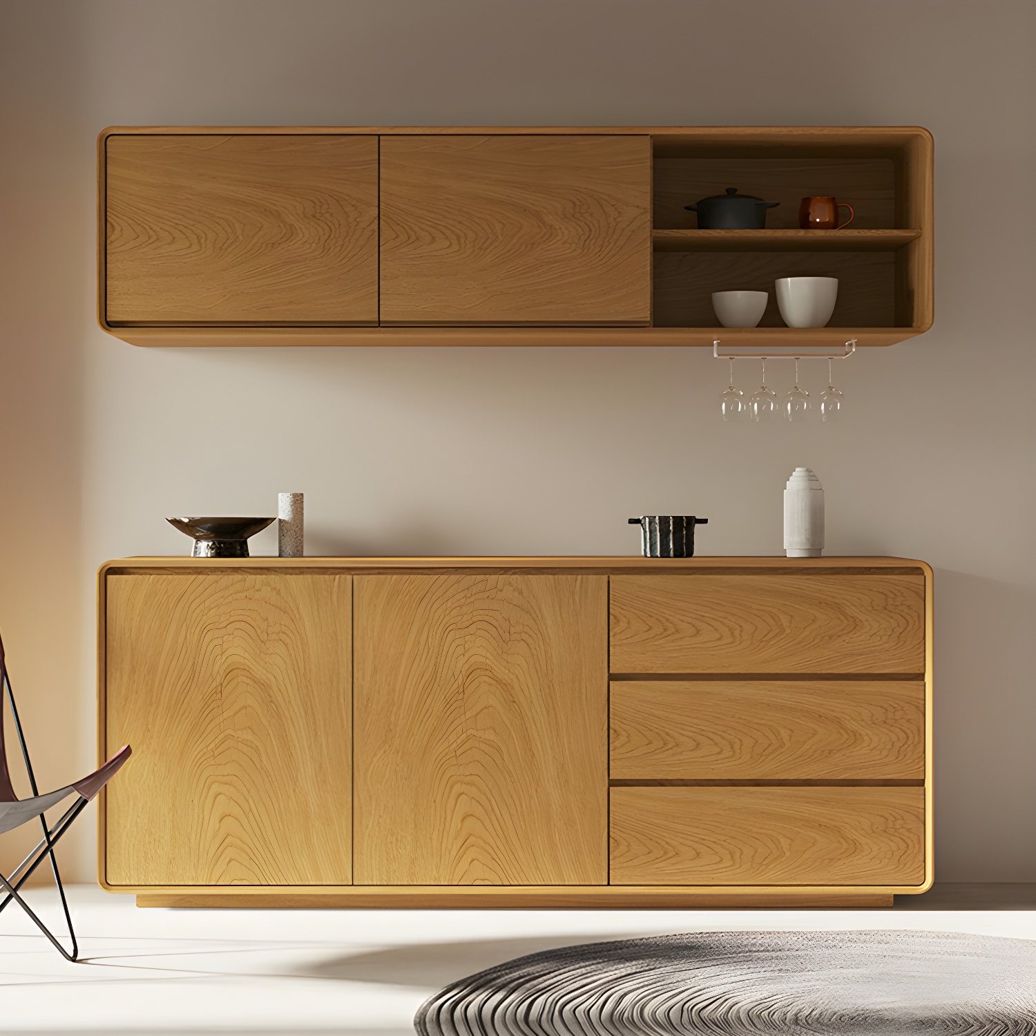 Scandinavian Wood Sideboard with 3 Drawers and 2 Doors, Overall Width 40cm, Overall Height 80cm - image 7