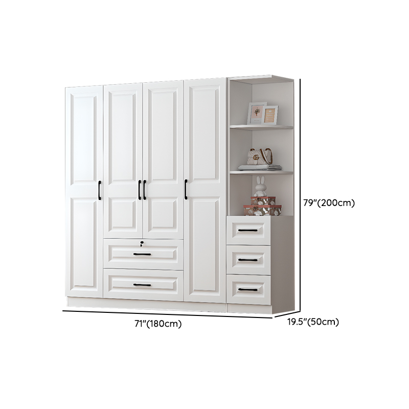 Sleek White Nordic Wooden Detached Almirah with Soft Close Drawers, Doors, and Clothing Rod - image 27