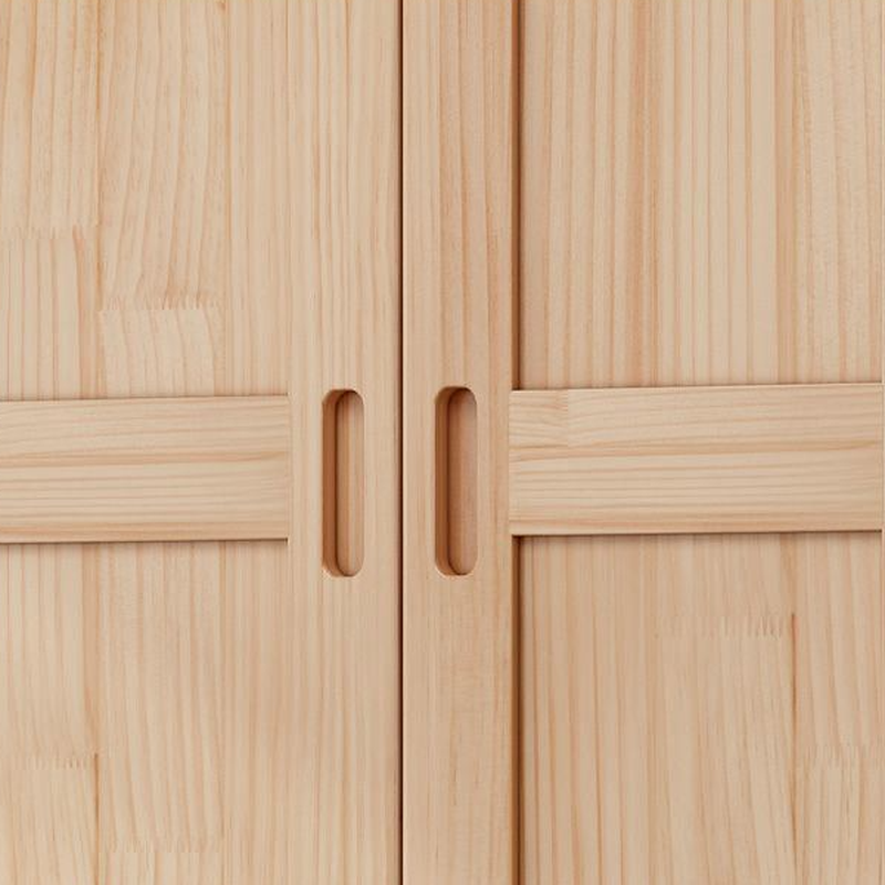 Natural Finish Minimalist Pine Wood Cabinet Armoire with 3-Drawer, Interior Shelves, and Clothing Rod - image 5