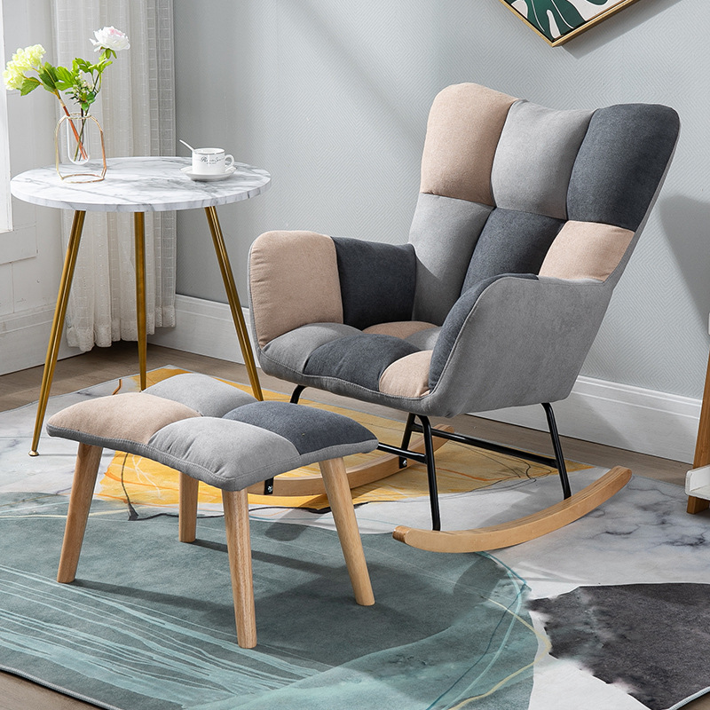 Contemporary Alloy Cushioned Living Room Rocking Chair 2 Piece Set with Footstool & Recessed Arm - image 22
