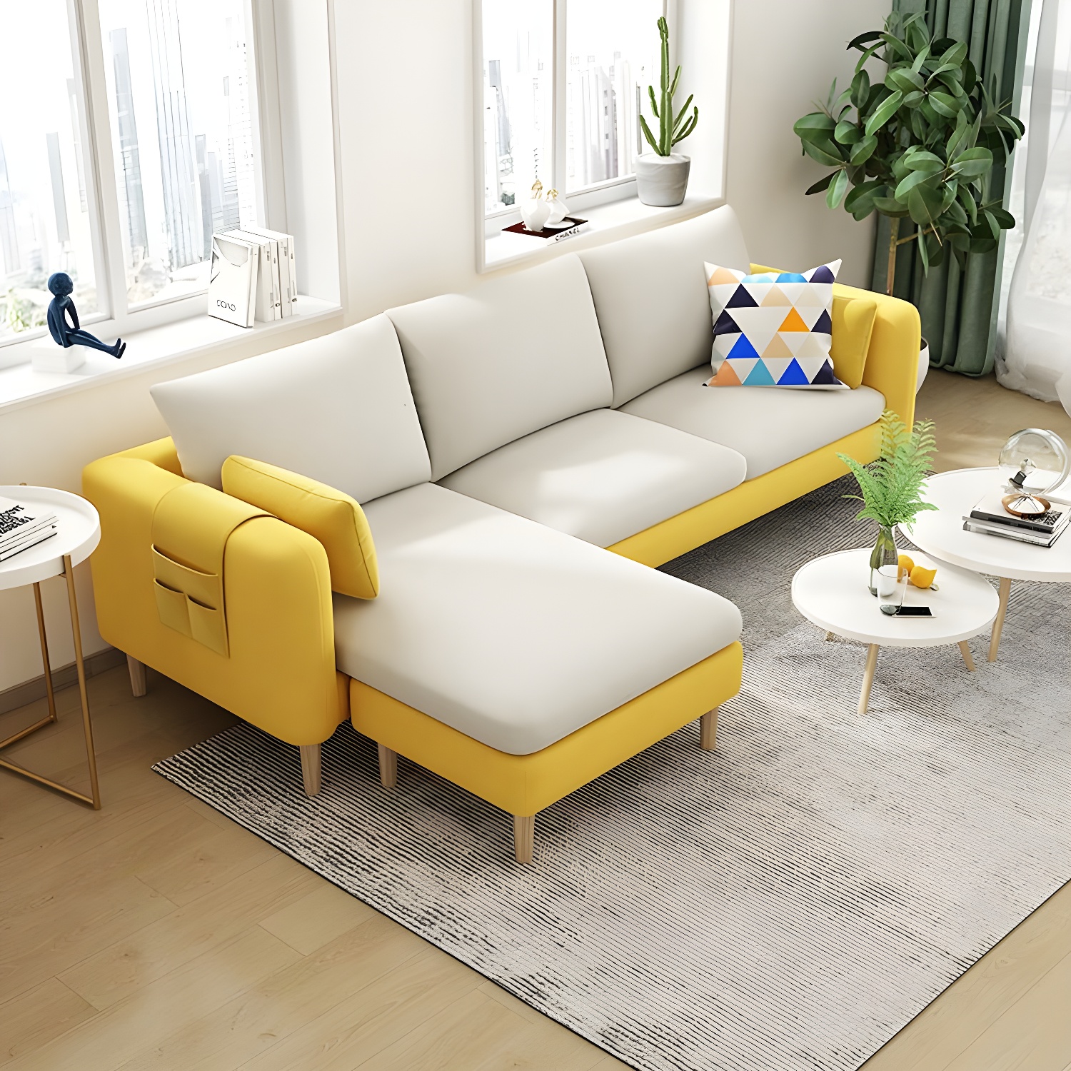 79.5" W L-Shaped Sectional Sofa with Square Arm and Bolster Pillows - image 16
