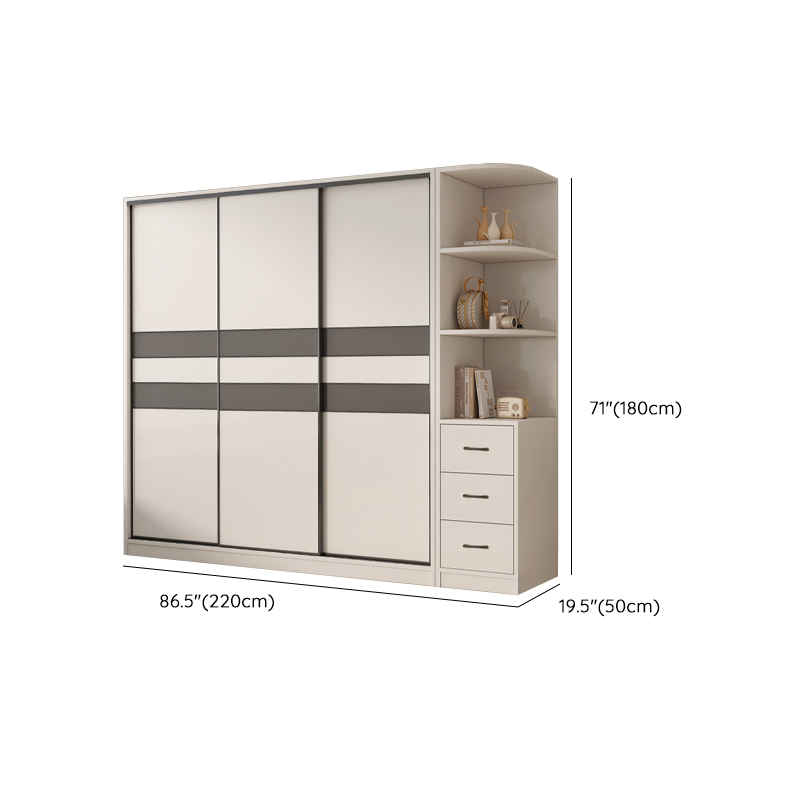 Chalk Nordic Timber Wardrobe with 3 Drawers, Self-supporting Design, Soft Close Door, and Clothing Rod - image 29