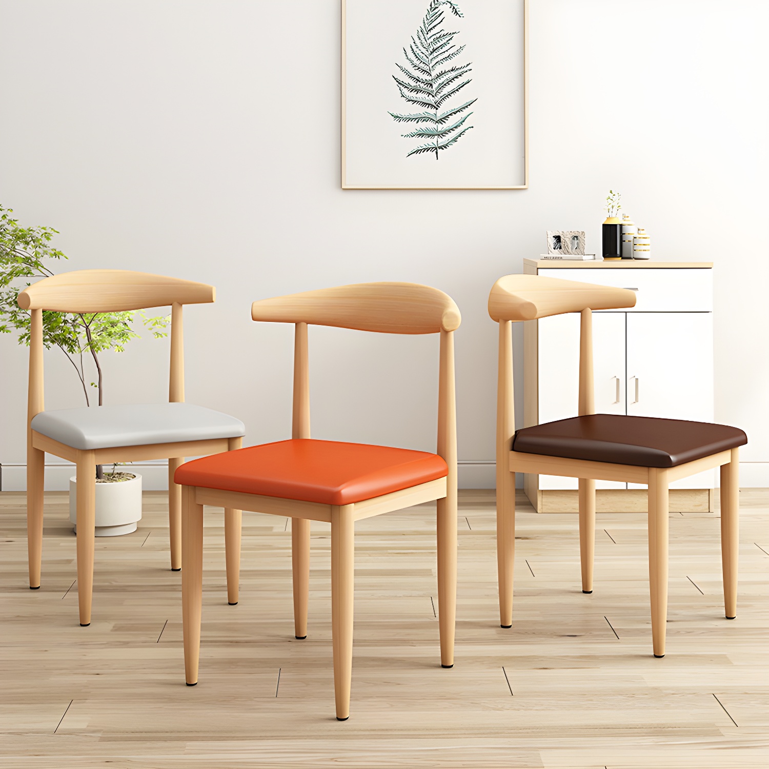 Modern Kitchen Dining Chairs Open Back Dining Chair with Metal Base - image 17