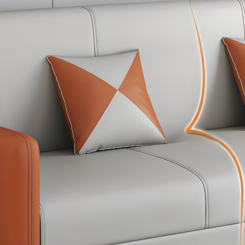 Convertible Sofa in Gray/Cerulean/Off-White with Armrest and 3 Pillows - image 26