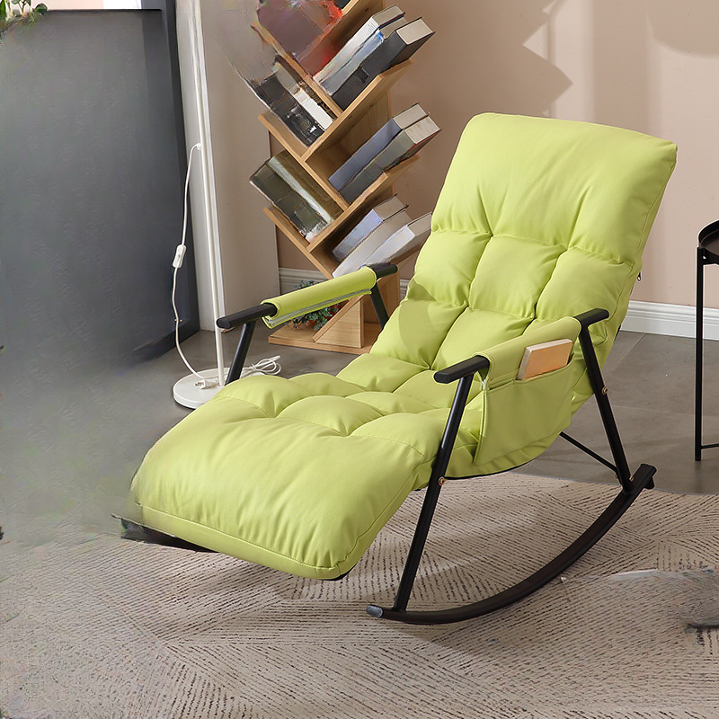 Butter Color/Azure/Olive Green Ergonomic Rocking Chair Couch with Rear Back, Stationary - image 5