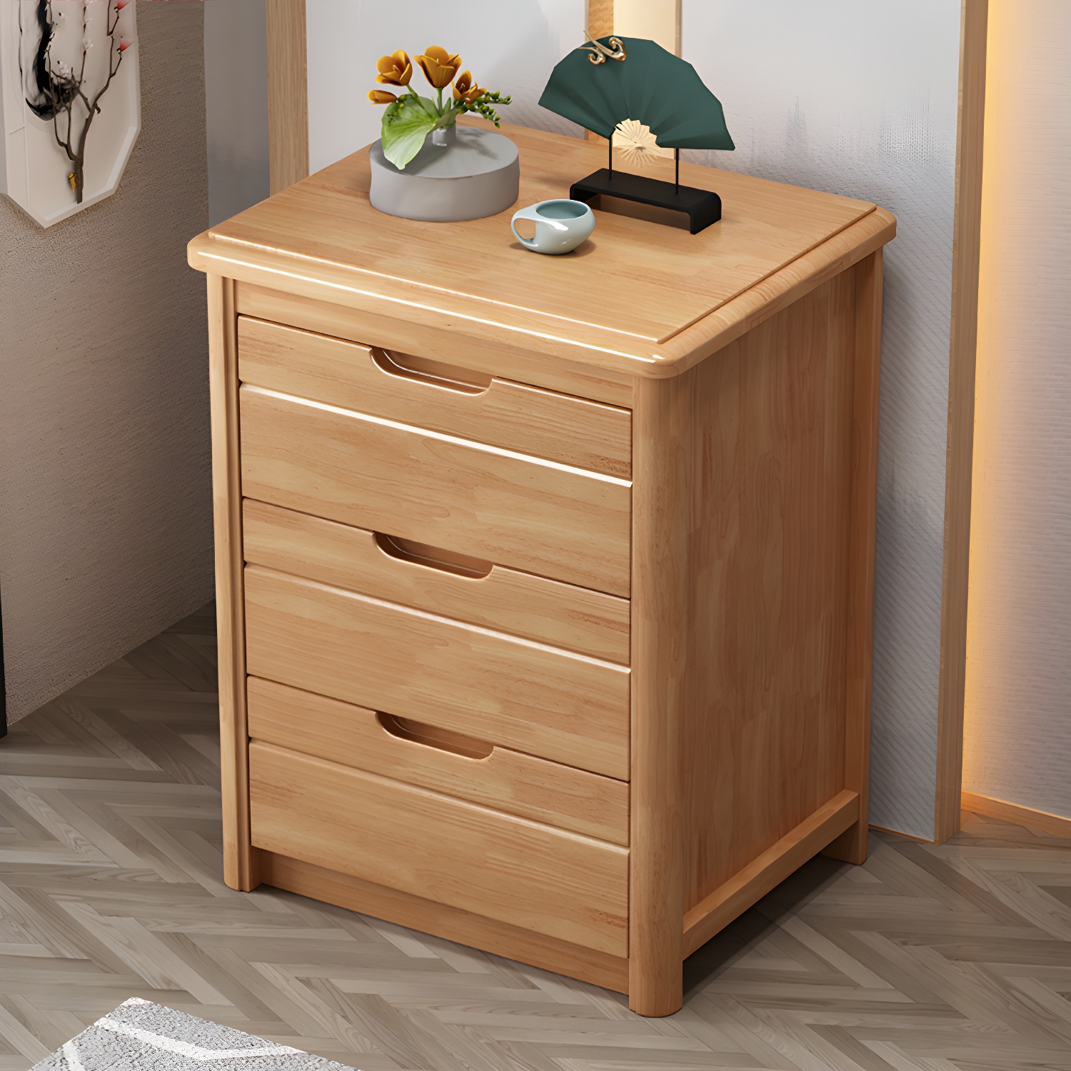 Traditional Wood Dresser with Drawers in Narrow Design and Rubberwood Material - image 13