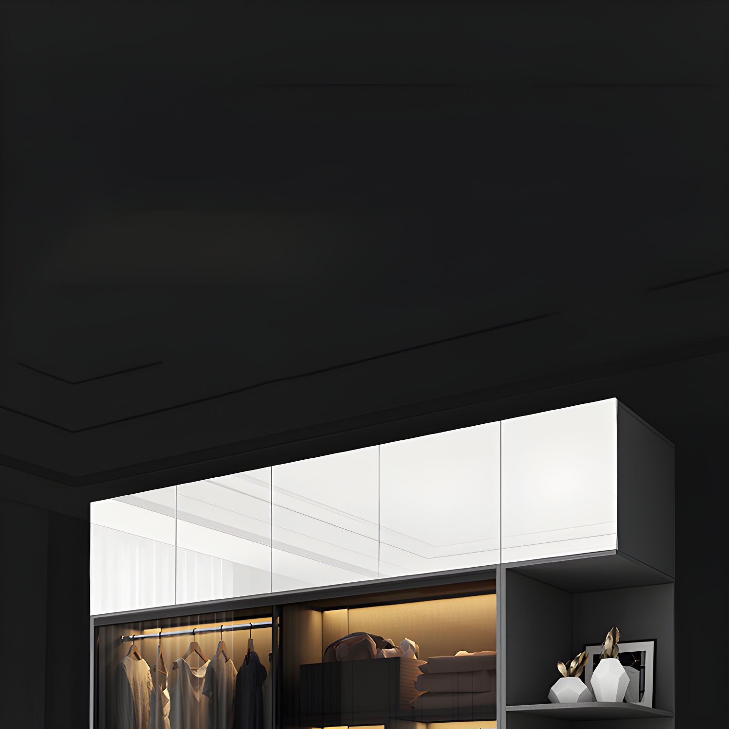 Glass and Wood Wardrobe Armoire Contemporary Wardrobe Cabinet - image 8