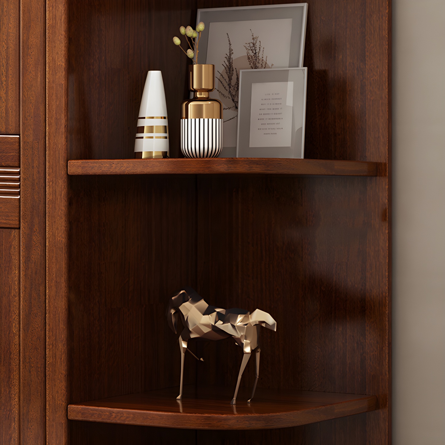 Wood Brown Rustic Wardrobe Armoire with Drawers & Shelves, Walnut Finish - image 8