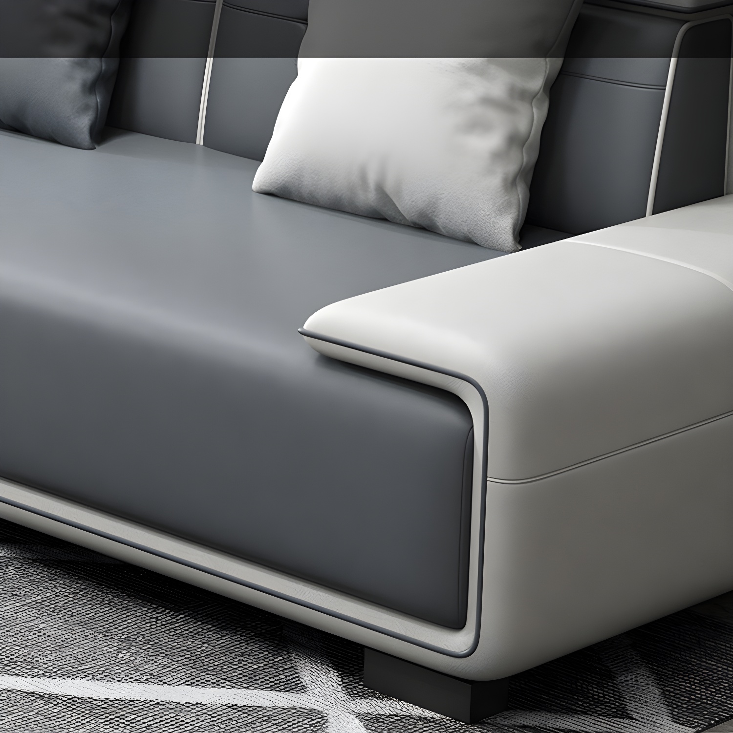 Faux Leather Sofa & Chaise with Pillows Modern U Sofa in Gray - 29.53" H - image 13