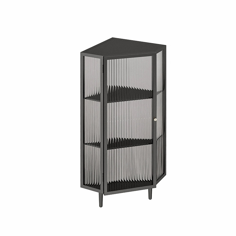 Sophisticated Steel Corner Accent Cabinet with Glass Doors and Cabinets Included - image 7