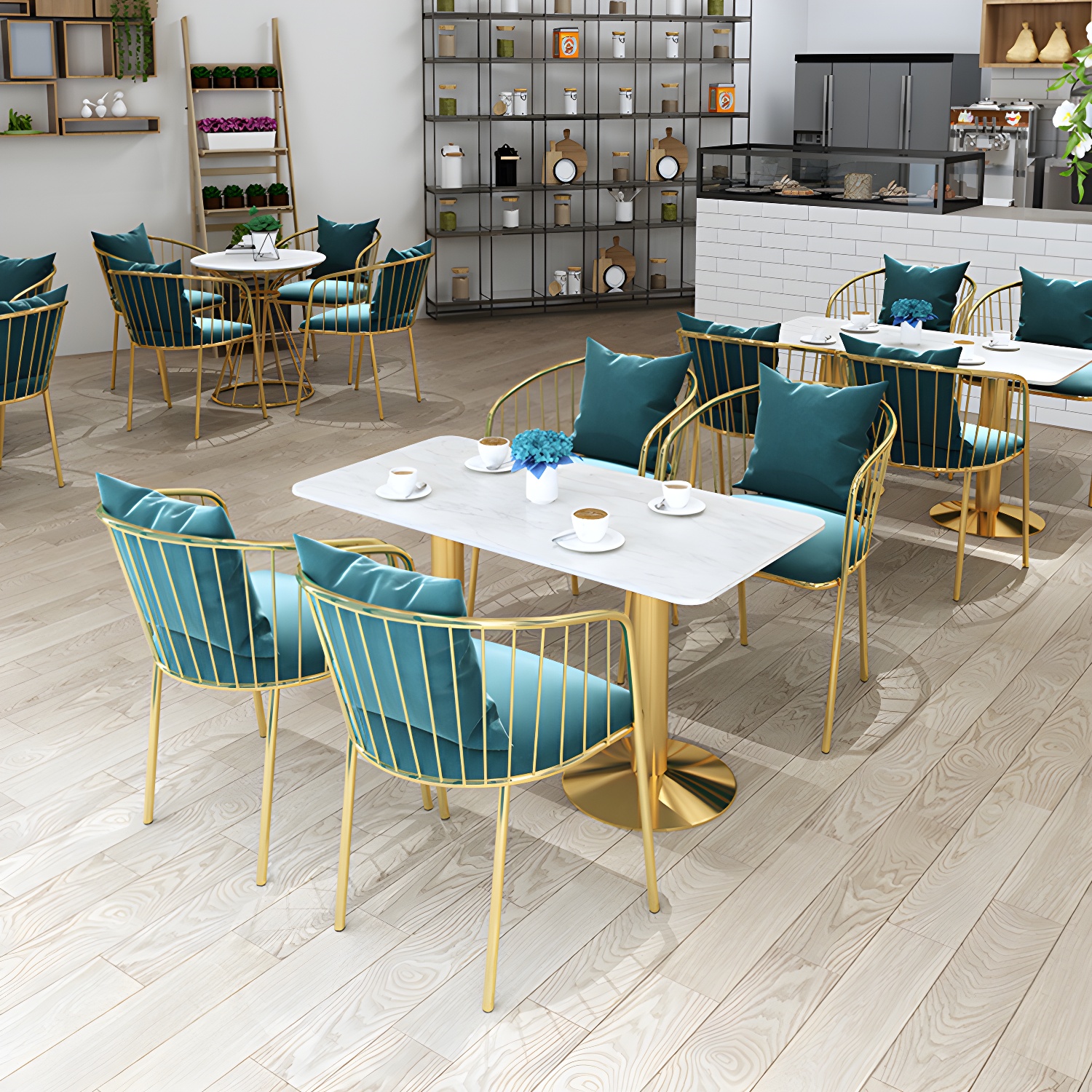 Sintered Stone Dining Table Traditional Luxury Dining Table with Gold Base - image 11
