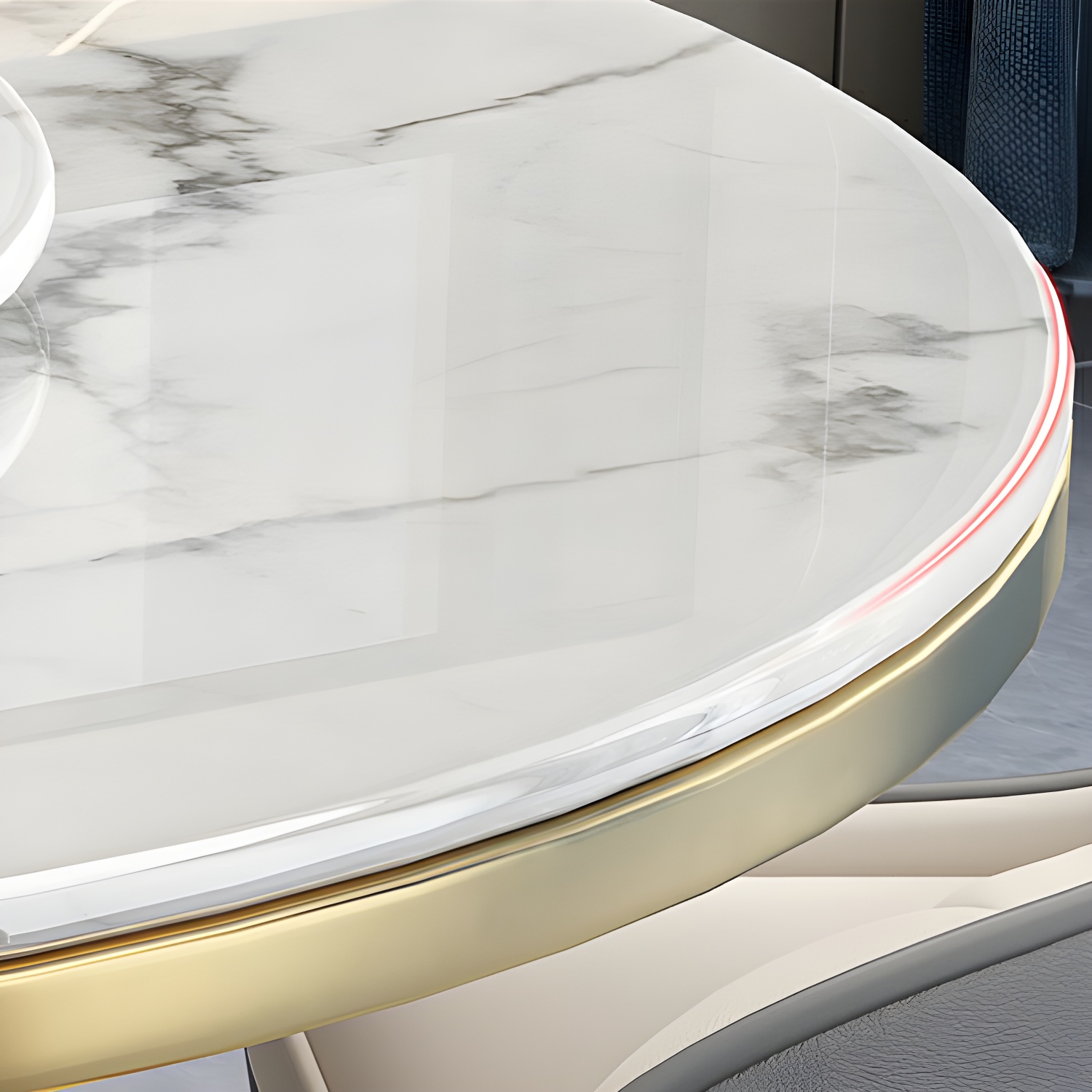 Glam Round Marble Dining Set in White with Black Metal Pedestal Base - 1/5/7 Piece Set - image 4