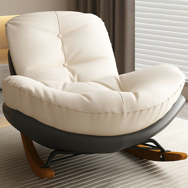 Cotton Upholstered Indoor Rocking Chair with Solid Wood Legs, Compact Design for Small Spaces