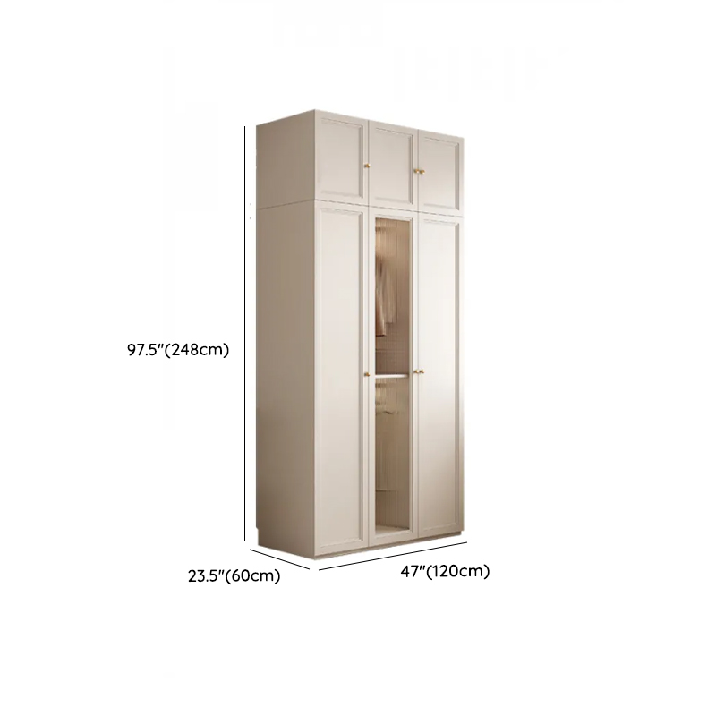 White Minimalist Laminate Wardrobe Closet with 3-Drawer, Soft Close Door, Interior Shelves, and Clothing Rod - image 22