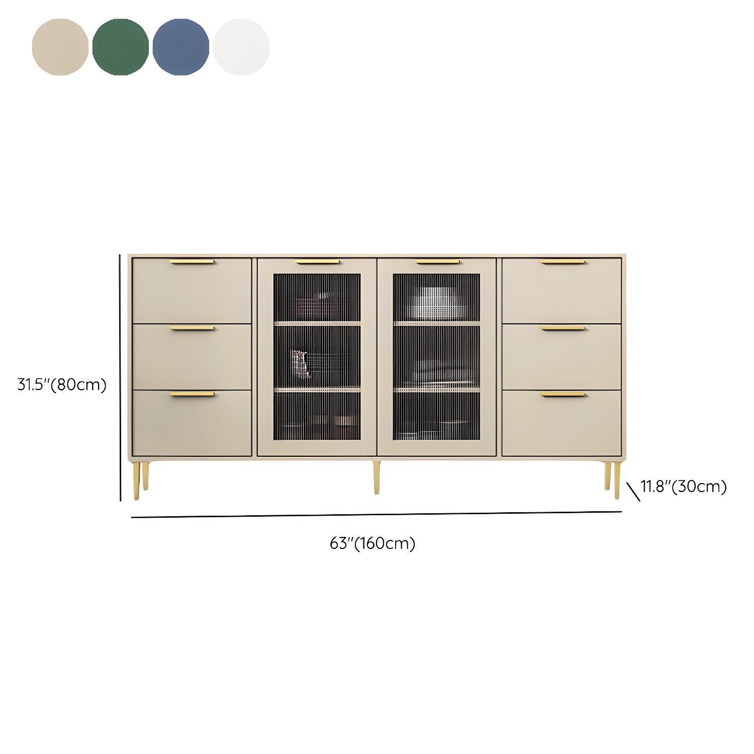 Glam Engineered Wood Sideboard Glass Doors Sideboard with Gold Legs - image 17