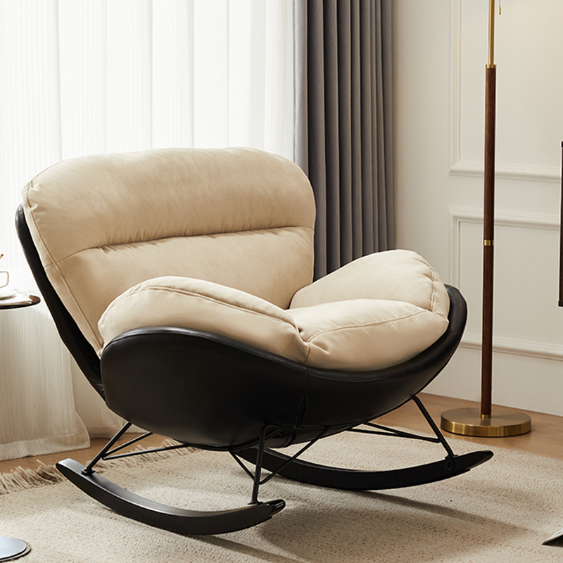Simple Upholstered Rocking Chair with Padded Comfort
