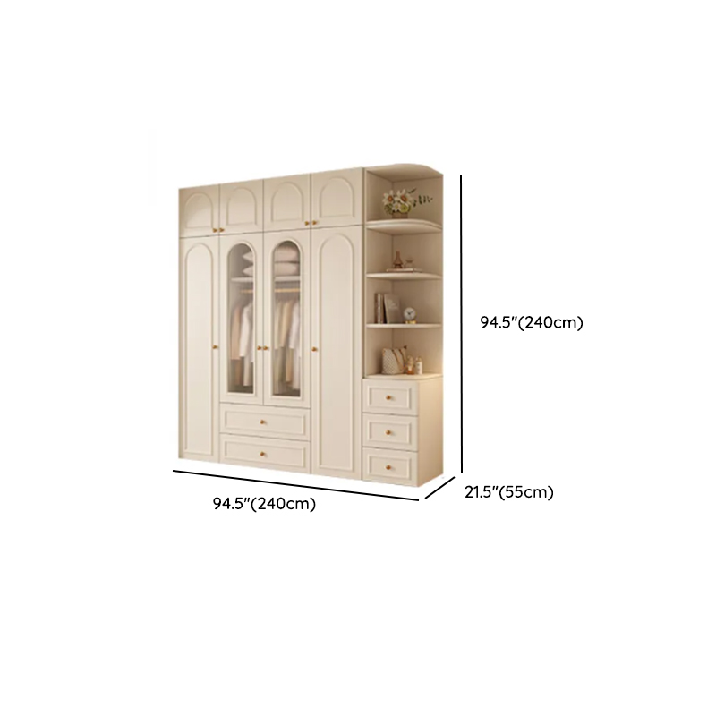 Chalk Modish Natural Wood Wardrobe Closet with Soft Close Drawer, Soft Close Door, Interior Shelves, and Clothing Rod - image 16