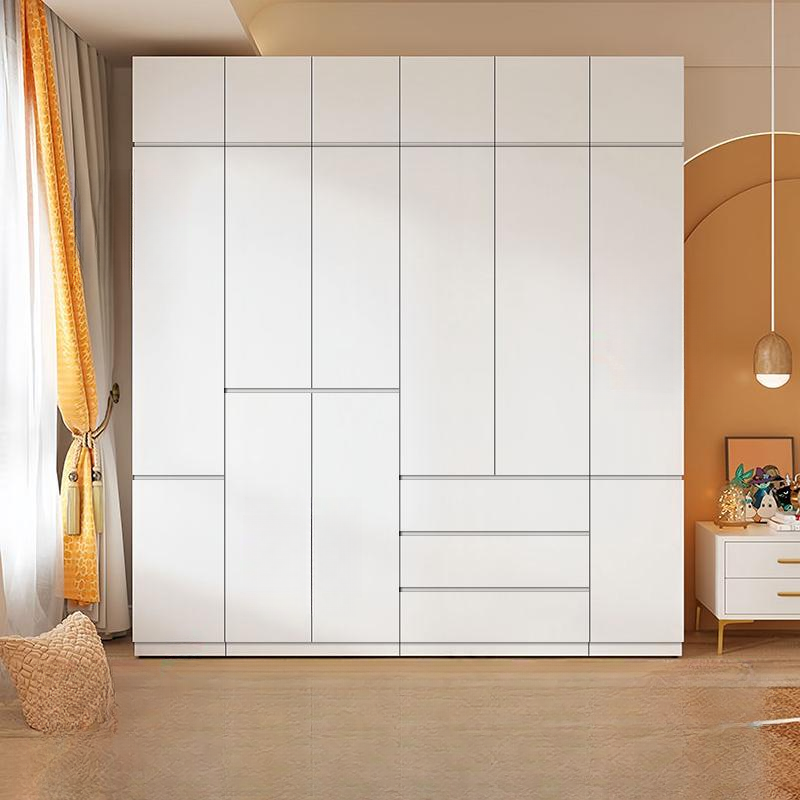 White Contemporary Alloy Cabinet Armoire with 3/6/9 Drawers, Flexible Shelf, and Hanging Rod - image 4