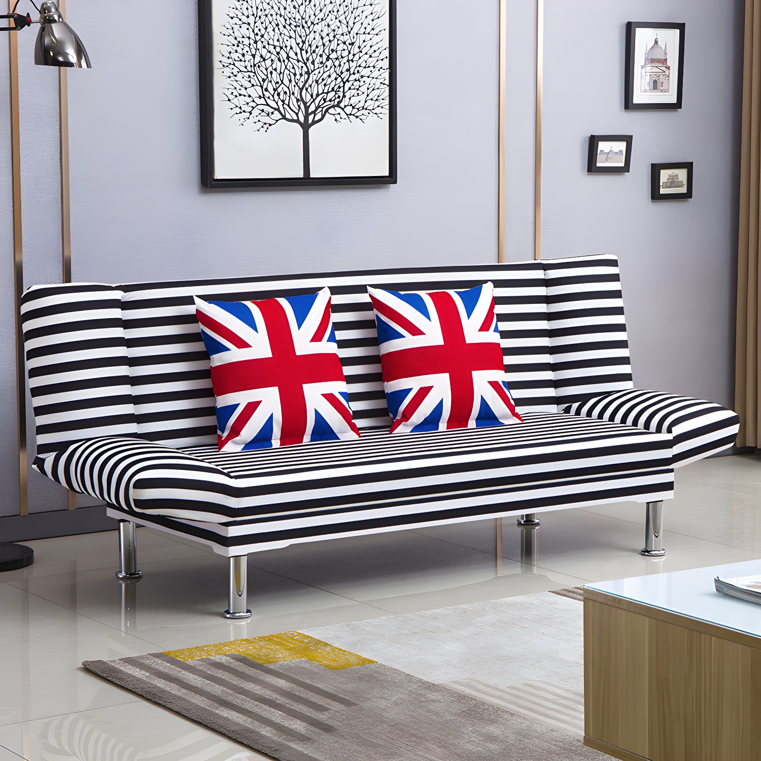 Silver Transitional Modern Tight Back Sofa Bed 29.53"High Armless Sofa Bed - image 3