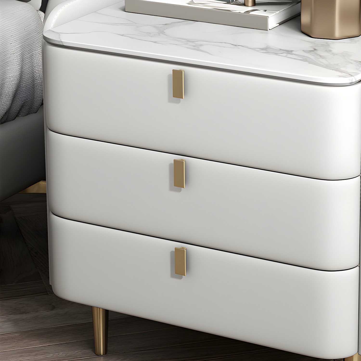 Wooden Nightstand with 3 Drawers Contemporary 25" Tall Nightstand - image 19