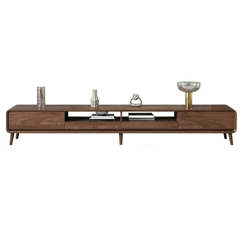 4-Drawer Modern Wood TV Stand with Open Storage and Cable Management - image 8