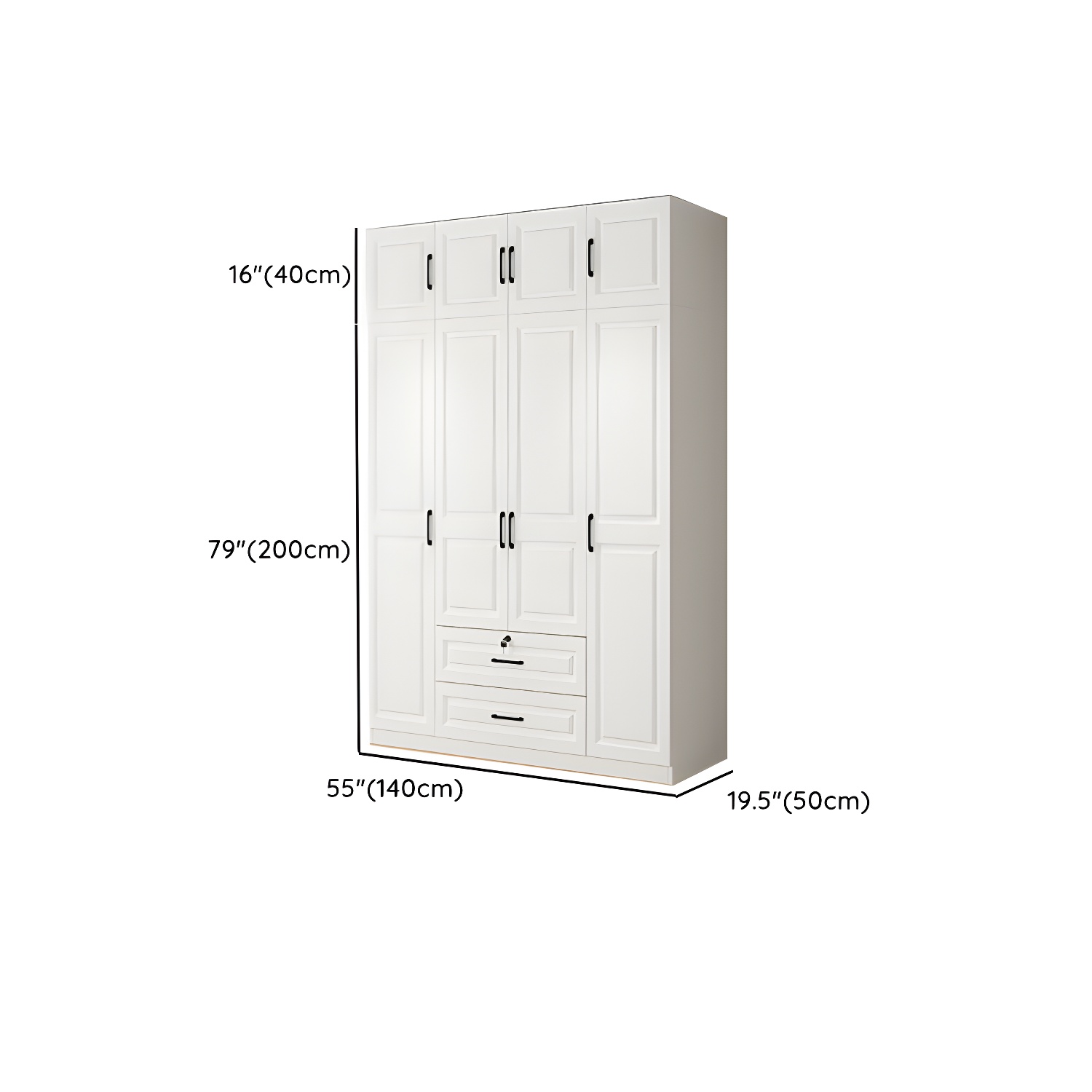 White Wood Wardrobe Armoire with Drawers, Shelves, and Clothing Rod - image 19