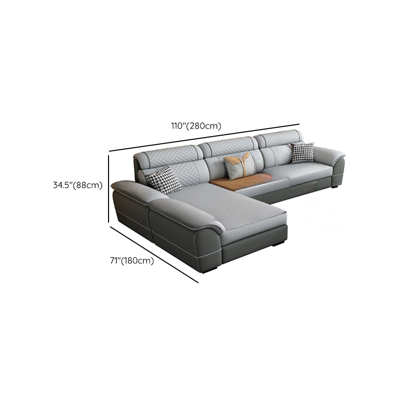 Modern Simple Style Straight/L-Shape Horizontal/Reversible Sofa Couch/Sofa Chaise in Grey with Water-resistant and Pillow Top Arm, 2-piece/3 Pc - image 21