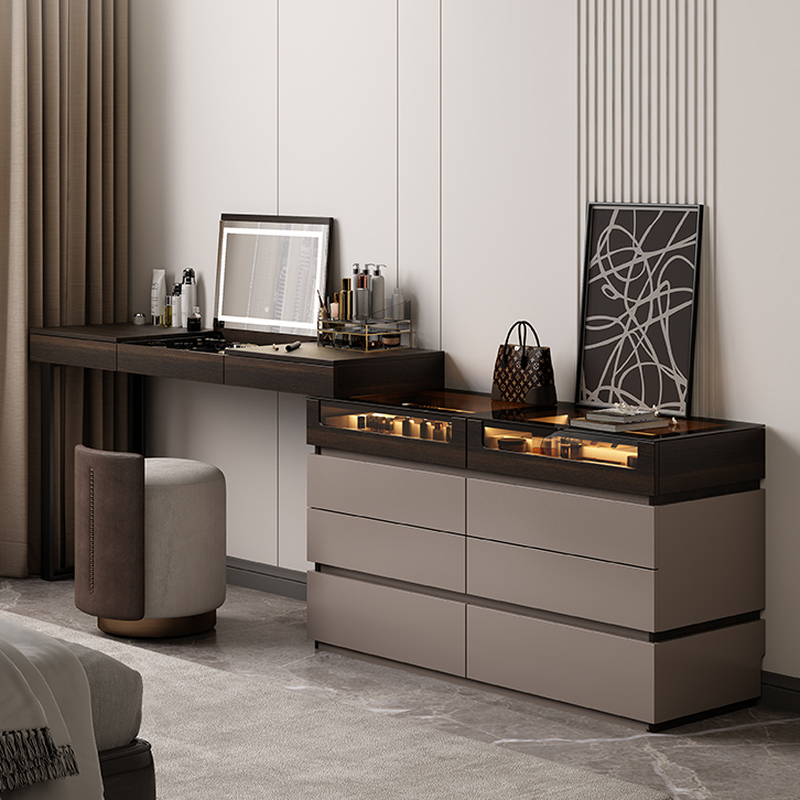 Space-saving Vanity Set with 7/11 Drawers, Lighting, Dividers, 2-in-1 Design, and Adjustable Touch Brightness