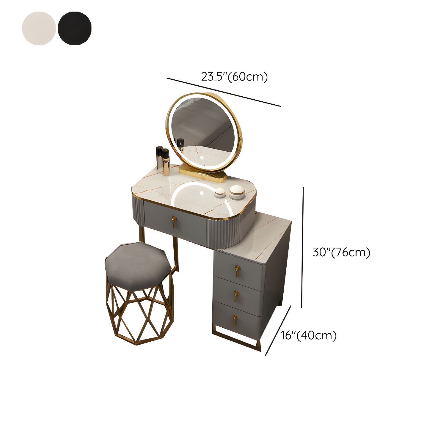 Contemporary Makeup Vanity Desk Table 29.9" H Bedroom Makeup Counter - image 29
