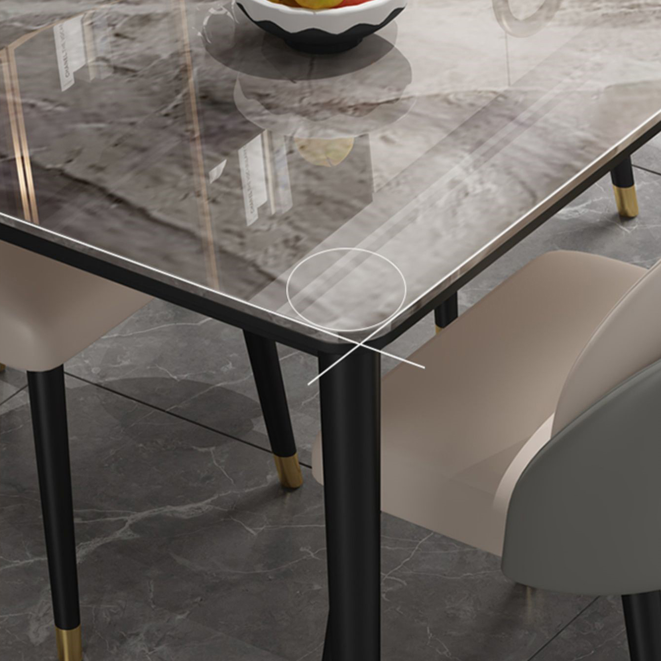 Glam Iron Dining Table Set 1/2/5/7 Pieces Rectangle Dinette Set with Sintered Stone Top - image 6