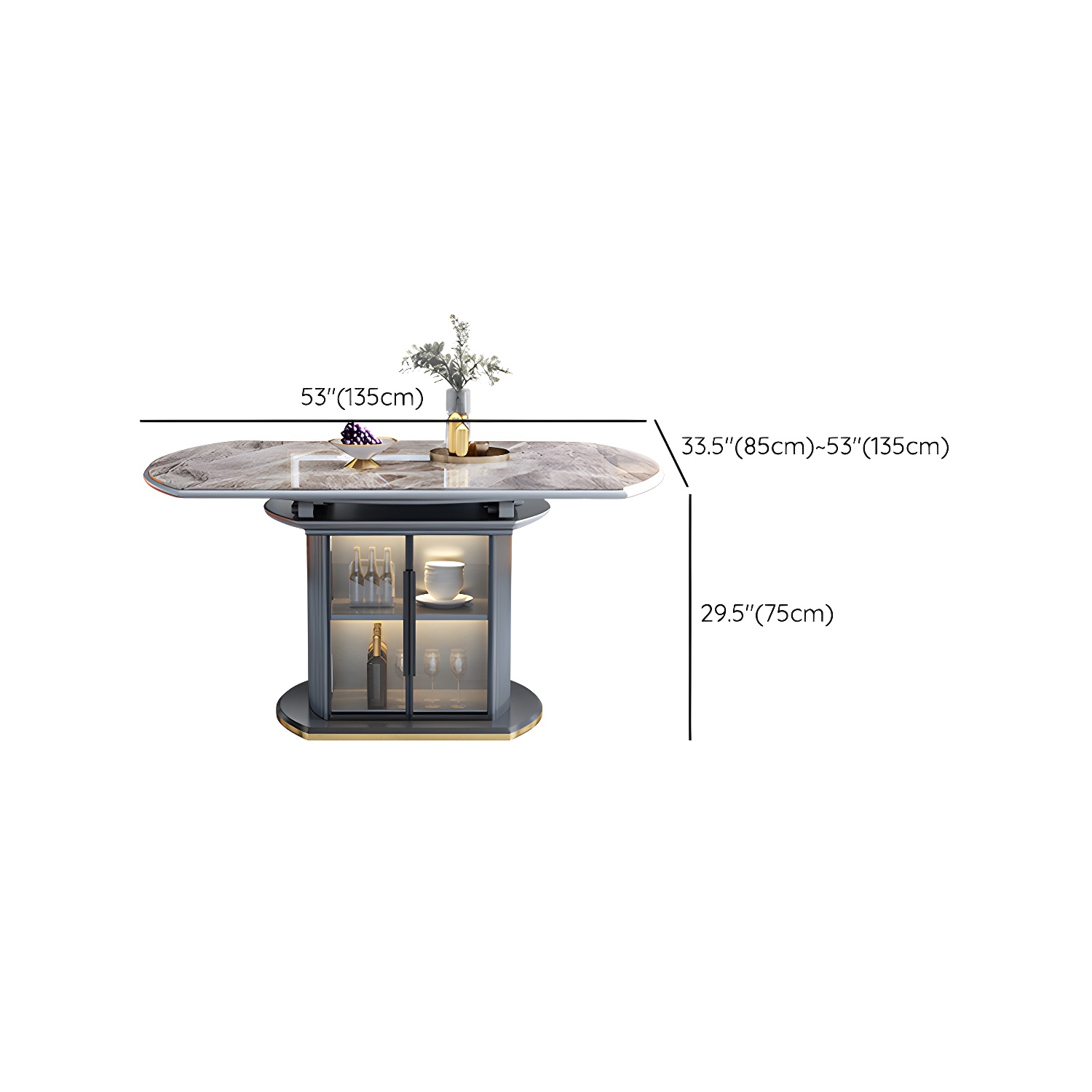 Modern Style Stone Furniture 1/5/7/9/11 Pcs Round Shape Dinette Table with Dining Chair - image 13