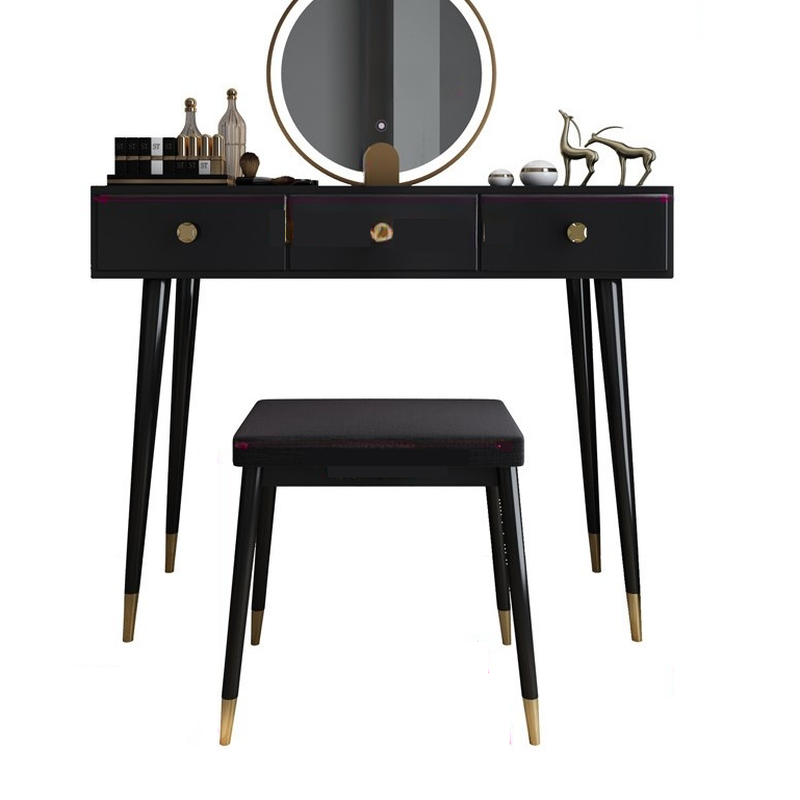 Modish Standard/Small Makeup Vanity with Solid+Engineered Wood Table Top and 3/2 Drawers - image 7