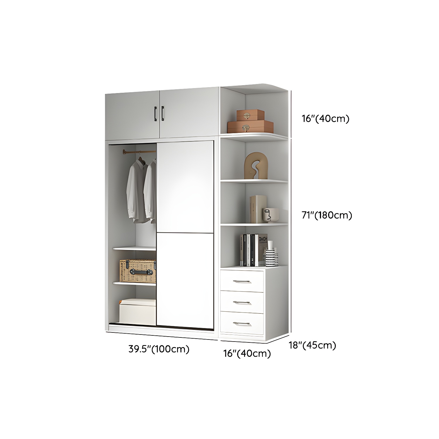 White Fashionable Solid Wood Armoires & Wardrobes Natural Wood - image 8